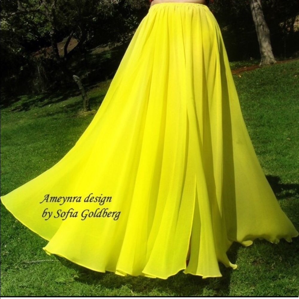 Yellow Chiffon Full Circle skirt Ameynra design